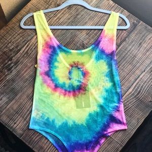 Fashion Nova Sheer Tie-Dye Bodysuit 🌈